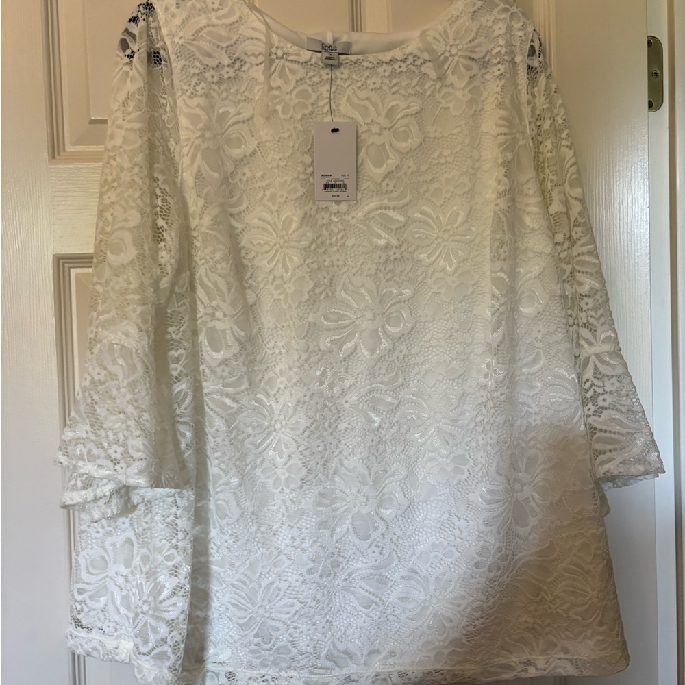 Croft & Barrow White Floral Lace Blouse